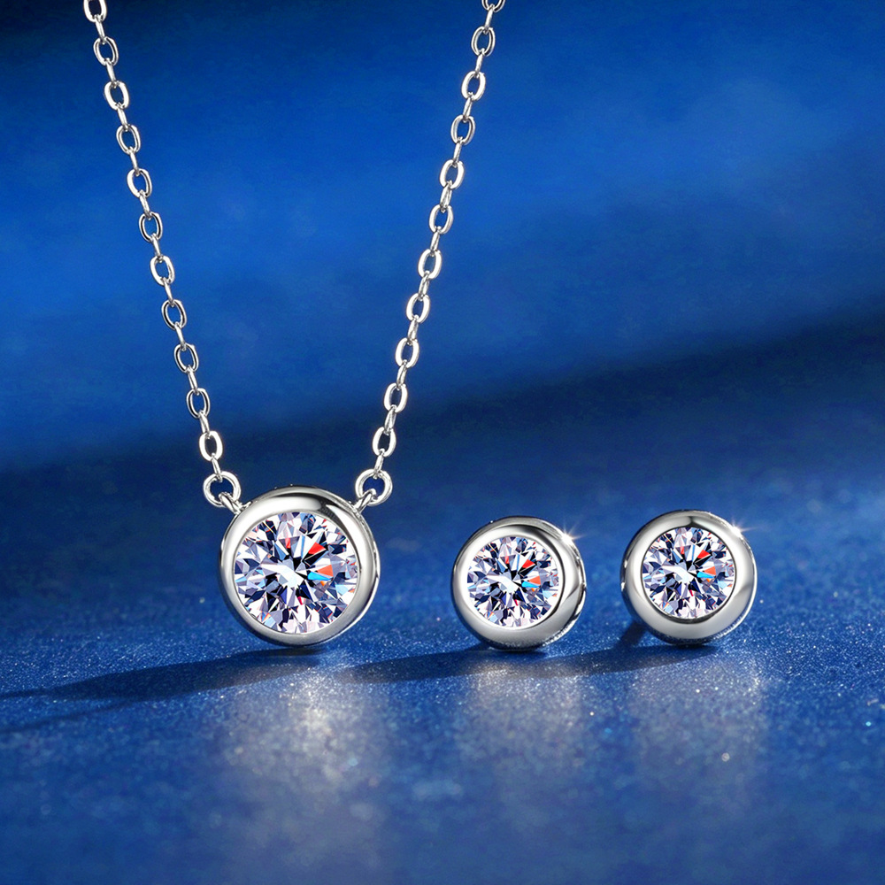 D Color Moissanite Bezel Stud  - Bezels Set Pendant review and price